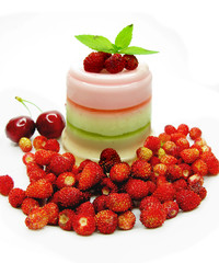 fruit jelly dessert with strawberry