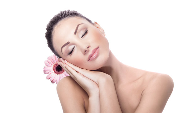 Calm woman with closed eyes