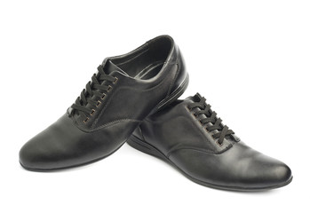 Classic black leather shoes isolated