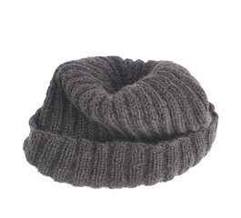 Black knitted head cap isolated