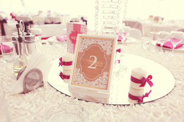 Beautiful wedding decoration table number