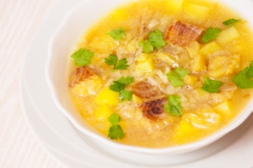 Fish soup with potato and rice