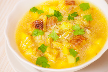 Fish soup with potato and rice