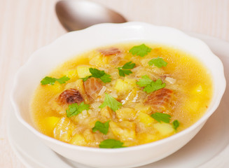 Fish soup with potato and rice