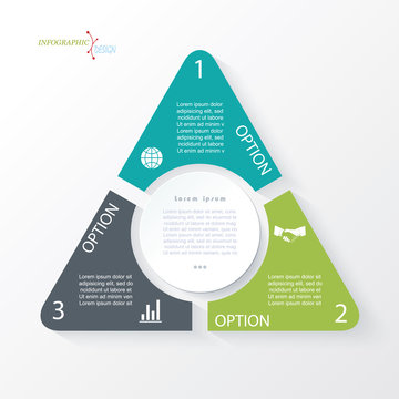 Business concept design with triangle and 3 segments.