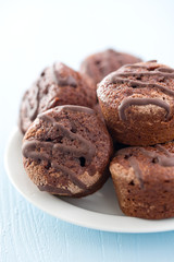 sweet dessert with chocolate and fruity jam