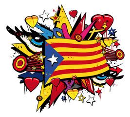 Bandera de Cataluña independentista catalana grafiti vector