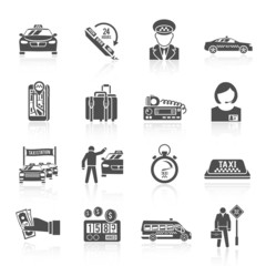 Taxi icons black set