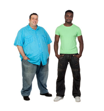 African man with perfect body together with a nice fat man