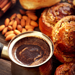 coffee and cinnamon rolls