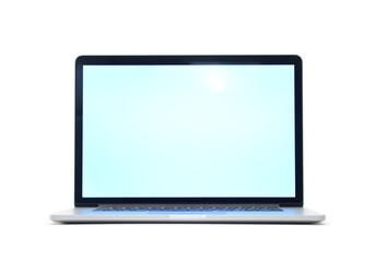 Laptop isolated on white background with empty screen