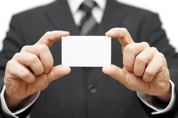 businessman hold business card , company identity