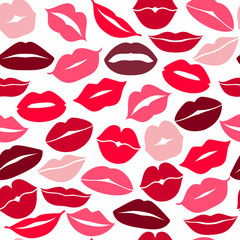 Flat design of lips. Seamless pattern of icon.