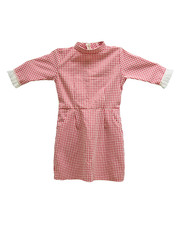 polka red  and white retro dress on white background
