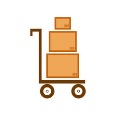 Cart with three boxes as delivery symbol