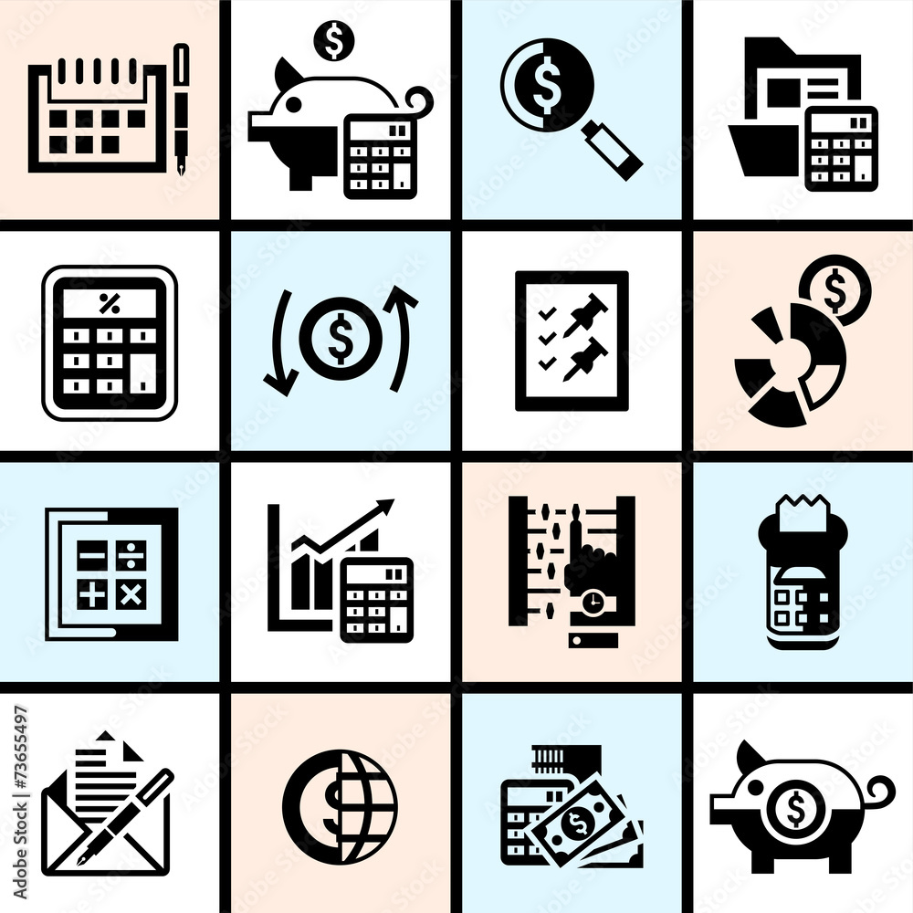 Canvas Prints Accounting icons set black