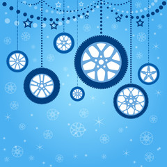 Christmas card with stylized Christmas balls. Vector illustrati