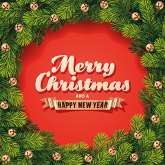 Obraz na płótnie Canvas Detailed Christmas Wreath Card