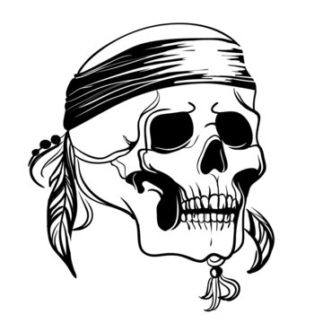 Skull with feathers. Vector illustration