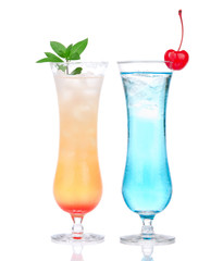 Alcohol margarita mai tai cocktail and blue hawaian Iced tea