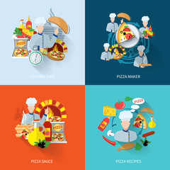 Fototapeta premium Pizza maker flat set