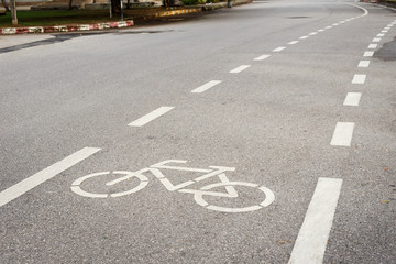 Bicycle sign or icon on the road in the park