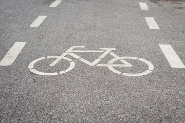 Bicycle sign or icon on the road in the park