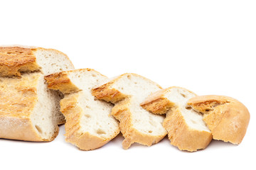 Bread slices on white background.
