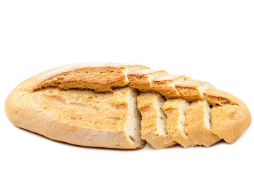Bread slices on white background.
