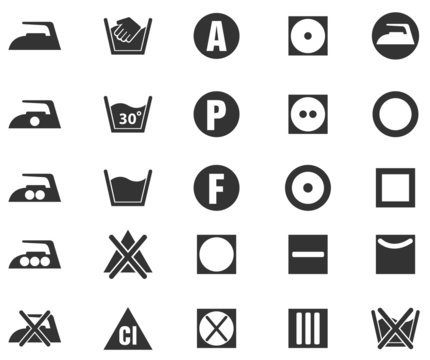 Laundry Sign Silhouette Icons