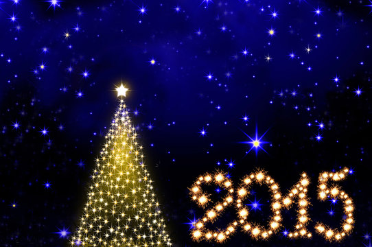 2015 New Year and Christmas Tree  background. 