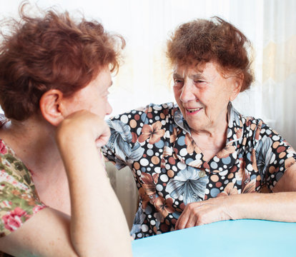 Two Seniors Woman Talking