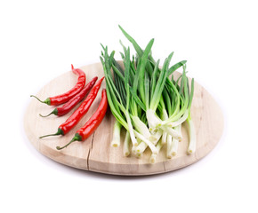 green onion with red pepper