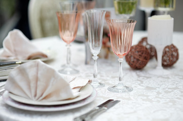 Table set for wedding reception