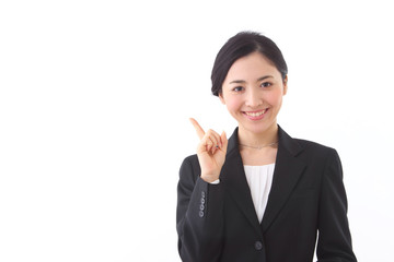 Asian businesswoman on white background