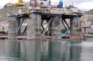 Detail of an old oil rig, in Santa Cruz de Tenerife, Canary Is.