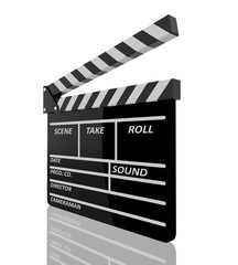 Fototapeta premium Clapper board on white background