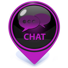 Chat pointer icon on white background