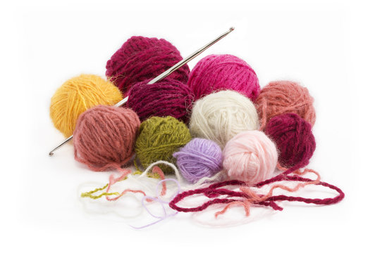 colored wool thread balls to crochet
