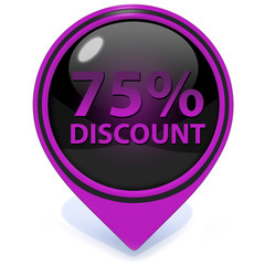 Discount 75 pointer icon on white background