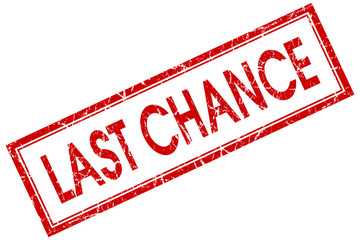 last chance red square stamp isolated on white background
