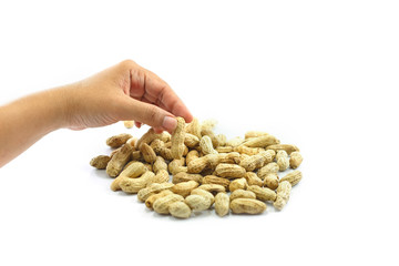 Peanuts, beans isolated on white background