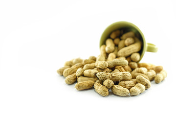 Peanuts, beans isolated on white background