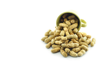 Peanuts, beans isolated on white background