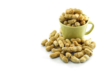 Peanuts, beans isolated on white background