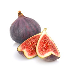 Quarters of figs isolated on white background