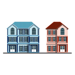 set of silhouette houses flat design vector illustration
