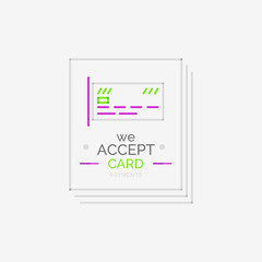 Line design shopping stamps, accept card label