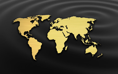Weltkarte Gold auf Schwarz