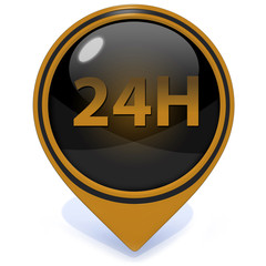 24 hours pointer icon on white background